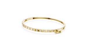 Bracelet jonc fin en or jaune avec accent diamant, élégant, de luxe, pour femme, bracelet manchette articulé, cadeau de mariage, bijoux de fête - Product Image 5