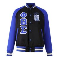Veste universitaire Phi Beta Sigma pour homme, bleu et blanc, style bomber, boutons pression, broderie, veste de fraternité