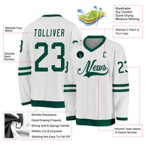 Maillot de hockey sur glace personnalisé de haute qualité, vente en gros, unisexe, impression par transfert thermique, respirant, séchage rapide, antibactérien - Product Image 2