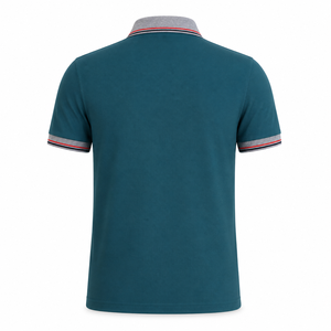 Polo en piqué de coton tendance pour homme 2024, logo personnalisé, respirant, col contrasté, coupe ajustée décontractée, vente en gros de polos de golf - Product Image 3