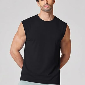Customized Trendy Washed Retro Sleeveless T-shirt <b>Vest</b> for Men in Summer, Loose Fitting Shoulder T-shirt - Product Image 2