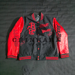 แจ็คเก็ตเบสบอลแบบใหม่ล่าสุด ปักลายตามสั่ง ขายส่ง ผ้าสแปนเด็กซ์ ทรงวาร์ซิตี้ สำหรับทุกเพศ พิมพ์ลาย ดีไซน์ใหม่ล่าสุด - Product Image 1