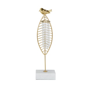 Vase de table moderne en métal avec motif d'oiseau, hauteur 39 cm, noir, porte-fleurs décoratif avec insert en tube de verre - Product Image 4
