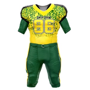 Cheap American Football Uniform Yellow Sublimated Leopard Printed Polyester Made American Football Uniforms By SFIVE INDUSTRIES - Product Image 4