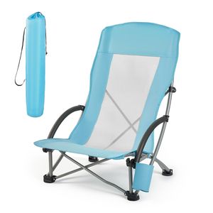 Sedia da campeggio pieghevole in rete Oxford con schienale alto, tasca porta bicchiere e borsa per il trasporto - Product Image 1