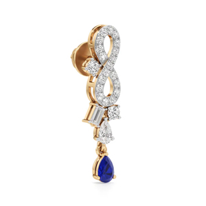 Pendientes de lujo de oro de 18 quilates con zafiro y diseño de infinito con diamantes para mujer, joyería de boda - Product Image 2