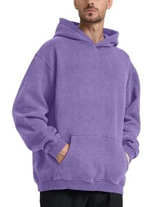 men hoodie oversized drop shoulder heavy <b>weight</b> cotton fleece distressed print embroidery pullover streetwear casual hoodie - Product Image 5