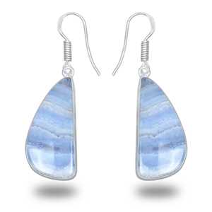 High Quality Genuine Blue Lace Agate Gemstone Charm Earrings Cute Bohemian <b>Solid</b> <b>Silver</b> Plated Women's Jewelry for Party Gift - Product Image 3