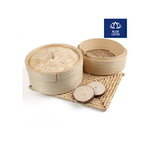 EN STOCK Cuiseur vapeur en bambou écologique, sûr et propre, ustensile de cuisine en bois pur, idéal pour la cuisson des dim sum et la cuisson à la vapeur des pains, fournisseur direct - Product Image 1