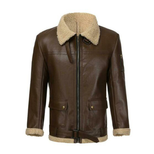 Veste de moto en cuir décontractée pour homme - Véritable cuir d'agneau doux au toucher, imperméable, réversible, épais, manteau d'hiver - Texpeed - Product Image 6