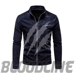 Chaqueta de Mezclilla para Mujer, Estilo Motociclista, Manga Larga, Cuello Alto, Cierre de un Solo Botón, Color Negro Sólido Lavado, Estilo Invernal, Largo Regular, Envío Rápido - Product Image 1