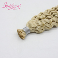 Extensions de cheveux vierges I-Tip en gros, texture bouclée, blondes, pré-collées, naturelles, nouvelle tendance, extensions en mèches I-Tips