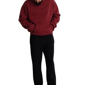 Custom High Quality Oversized Hoodie Heavyweight Cotton Pullover No Drawstring Streetwear Men Sweatshirt OEM ODM - Product Image 4