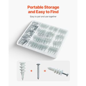 Kit di 100 Pezzi di Tasselli Autoperforanti per Cartongesso, Viti in Acciaio, Senza Foratura, 100% Materiale in Nylon - Product Image 6