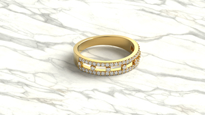 18K Gold Double Row Round Diamond Wedding Band Open Work Hollow Cage <b>Ring</b> Wide <b>Stacking</b> Band <b>Rings</b> Fine Jewelry For Women - Product Image 3
