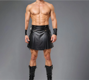 Jupe de costume sexy pour homme en cuir noir style gladiateur et kilt Renaissance avec ceinture - Écologique FAZMAX CORPORATION - Product Image 2