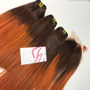 Extensiones de cabello vietnamita humano crudo de la MEJOR calidad Ombre Bone Straight Super Double Drawn Weft Precio al por mayor - Product Image 1