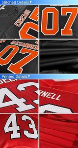 Custom American Football Jersey V-Neck Short Sleeve Sublimated Mesh 100% Polyester Breathable Moisture Wicking Front Team <b>Name</b> - Product Image 2
