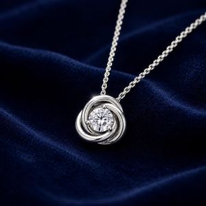 Collier élégant en or blanc 14 carats avec diamant de laboratoire de 1 carat, taille brillant rond, couleur E, pureté VVS, certifié IGI – Excellent choix - Product Image 2