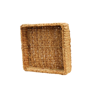 Cesta de Almacenamiento Cuadrada Ecológica Tejida a Mano con Jacinto de Agua y Pasto Marino, Organizador de Mesa de Perfil Bajo - Product Image 5