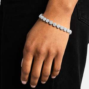 Pulsera de tenis de plata de ley 925 con rodio para mujer, estilo hip hop, con moissanita de corte brillante y engaste pavé, diseño de paz, clásica para uso diario. - Product Image 2