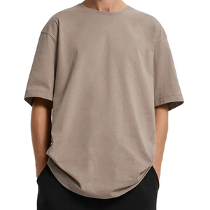 T-shirt Homme Col Rond Manches Courtes Coupe Ample Oversize en Coton Lourd 100% Personnalisable Style Hip-Hop Motif Uni – Grande Vente - Product Image 4