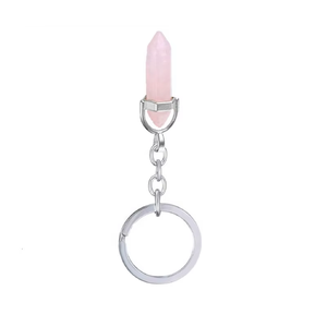 High Quality Crystal Keychain Stone Rose quartz Crystal Pencil <b>key</b> <b>chain</b> natural Stone bead Healing <b>Key</b> Holder Gift Women <b>Key</b> - Product Image 6