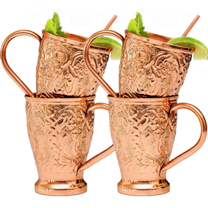 Mug en cuivre pur martelé style vintage avec poignée en laiton, tasse à boisson, mug en cuivre Moscow Mule pour les bienfaits pour la santé, utilisation pour les fêtes et les bars - Product Image 6