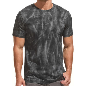 T-shirt Homme Personnalisé Vintage Délavé à l'Acide, Streetwear Gris Foncé Tie-Dye Col Rond, T-shirt Vierge Délavé à l'Acide OEM - Product Image 1