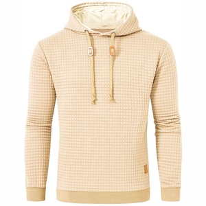 Sudadera con Capucha para Hombre, Tejido Waffle Color Camel, Forro Polar Texturizado, Mangas Largas, Corte Regular, Estilo Casual Urbano para Invierno, 100% Algodón - Product Image 5