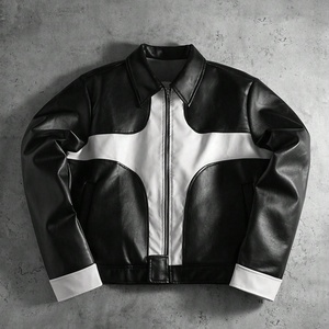 Chaqueta de Cuero Sintético para Hombre, Estilo Motero, con Cierre, Transpirable, con Logotipo Frontal, de Alta Calidad, para Invierno - Product Image 1