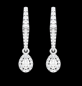 Lab Grown Diamond Hoop Drop <b>Earrings</b> | Pear Shape Dangle <b>Earrings</b> | Luxury <b>Fine</b> Jewelry for Women - Product Image 1