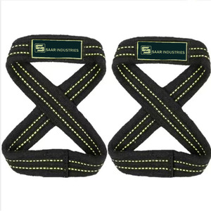 SAAR INDUSTRIES Figure 8 Lifting Straps Red Nylon Anti-Slip Weightlifting Support Unisex <b>Strength</b> <b>Training</b> - Product Image 3