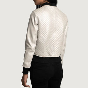 Chaqueta de Cuero para Mujer, Diseño OEM, Logotipo Personalizado, Tejida, Transpirable, Resistente al Viento, Color Sólido, Chaquetas de Cuero de Moda para Mujer - Product Image 5