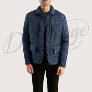 Custom Men <b>Navy</b> Blue Winter <b>Jacket</b> Lightweight <b>Padded</b> Outerwear Multi Pocket Casual Warm Zip Up Puffer <b>Jacket</b> For Men - Product Image 4