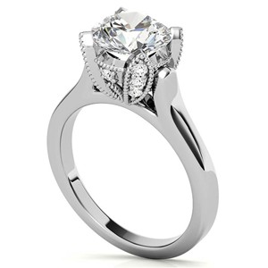 Anillo de Compromiso de Moissanita VVS1 de 2 Quilates con Corte Brillante Redondo, Diseño de Tulipán Antiguo, Anillo de Boda de Plata de Ley 925 con Engaste de Garras, Certificado IGI - Product Image 4