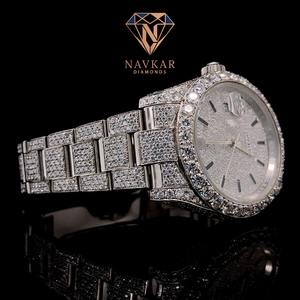 Montres mécaniques automatiques de luxe en or, serties de diamants véritables et de moissanite VVS, style Hip Hop Iced Out, pour hommes - Product Image 3