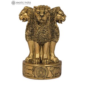 Tenture murale creuse fabriquée à la main de 6.7 pouces Ashoka Stambh fabriquée en Inde-l'emblème national de l'Inde - Product Image 3