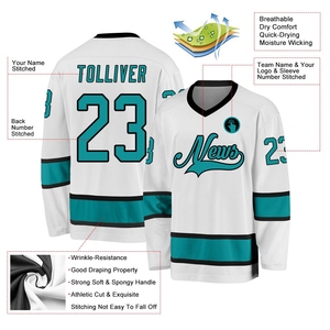 Maillot de hockey blanc et noir Aqua-Black personnalisé de qualité supérieure, vente en gros, le plus vendu, directement de l'industrie - Product Image 2
