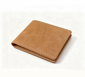 [En stock] [Prix de détail] Portefeuille homme en cuir nubuck véritable Castello fait main avec protection RFID, porte-cartes d'identité, court, en polyester, noir, marron, clair - Product Image 2