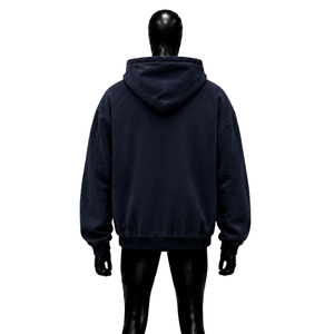 <b>Navy</b> Oversized Hooded Sweatshirt <b>Men's</b> Casual 100% Cotton <b>Fleece</b> Graphic Print Front Pocket Urban Streetwear Style Hoodies - Product Image 2