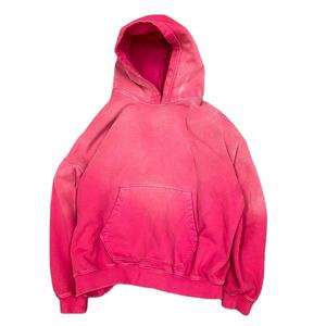 เสื้อฮู้ดดี้สตรีทแวร์แบบสั่งทำพิเศษ เนื้อผ้าเบา ระบายอากาศได้ดี ไซส์พลัส สไตล์วินเทจ ล้างสีแบบแอซิด ผ้าฝ้าย 100% สำหรับทุกเพศ สีชมพู - Product Image 1