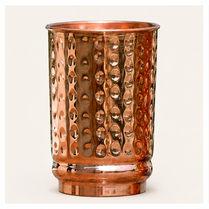 Wholesale Pure <b>Copper</b> Hammered Tumbler Handmade Unlined Water <b>Cup</b> Eco-Friendly Health Drinking Glass with Custom Logo Options - Product Image 1
