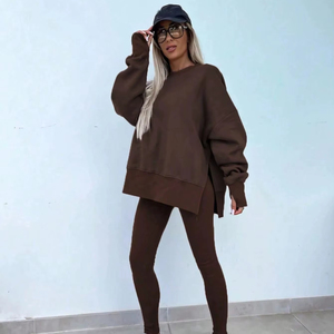 Ensemble de survêtement pour femme, coupe slim, coton et polyester, sweat à capuche zippé, pantalon de jogging, respirant, extensible, pour entraînement et sport. - Product Image 1