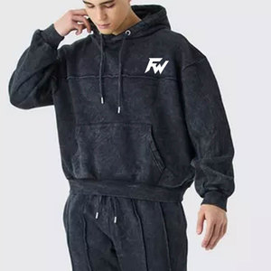 Acid Wash Tracksuit <b>Set</b> Wholesale Oversized Hoodie <b>Jogger</b> <b>Matching</b> Apparel Custom Design Streetwear Sportswear Outfit - Product Image 4