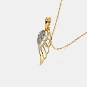 Collier pendentif aile d'ange en or jaune avec diamant de laboratoire - Product Image 5