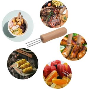 Paquete de 8 Soportes para Maíz de Acero Inoxidable con Mango de Madera para Asar y Rostizar - Accesorios para Barbacoa - Product Image 2
