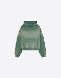 Sweat-shirt à capuche oversize pour homme, vert uni, en coton French Terry, décontracté, pour l'automne, avec poche, coupe classique, respirant, 300g - Product Image 1
