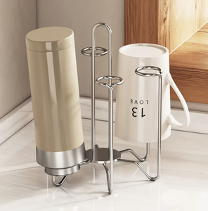 Organizador de Cocina Metálico Minimalista con Bandeja de Drenaje, Almacenamiento Independiente para Tazas y Recipientes, Altura de 6-7.9 Pulgadas - Product Image 3