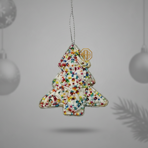 Décoration suspendue en perles vertes et rouge chili brodées à la main, cadeau de fête, ornement pour arbre de Noël - Product Image 4